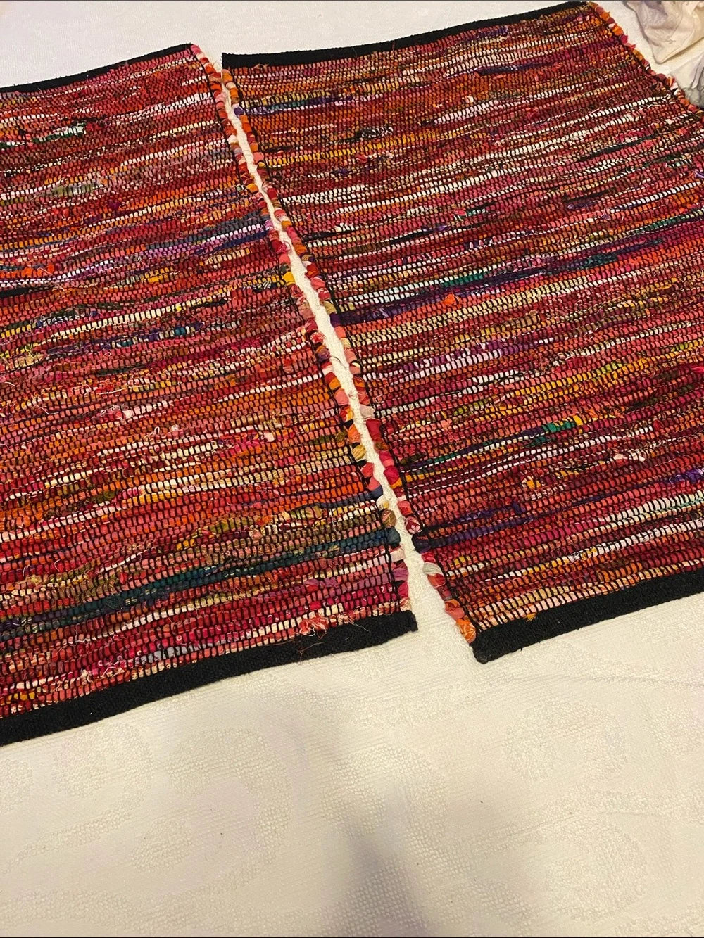 Ramanta Handwoven Red Multi-Color Runner Pair, minimal wear